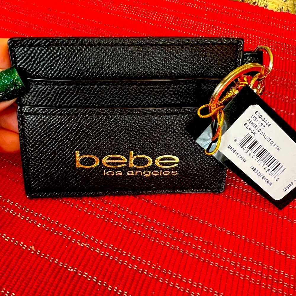 NWT BEBE black wallet clip on/ ID holder